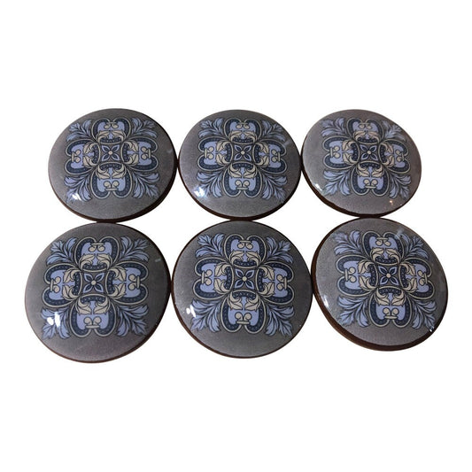 Cabinet Knobs, Drawer Knobs and Pulls, Set of 6 Cameron Medallion Print Wood Cabinet Knobs, Kitchen Cabinet Knobs