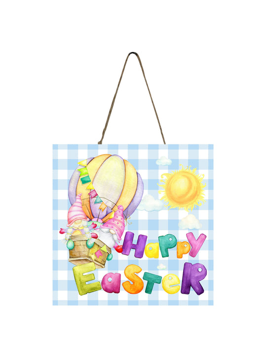 Happy Easter Balloon Printed Handmade Wood  Mini Sign