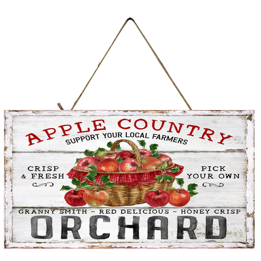 Apple Orchard Country impreso hecho a mano letrero de madera