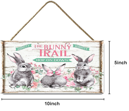 The Bunny Trail Easter Printed Handmade Wood Sign