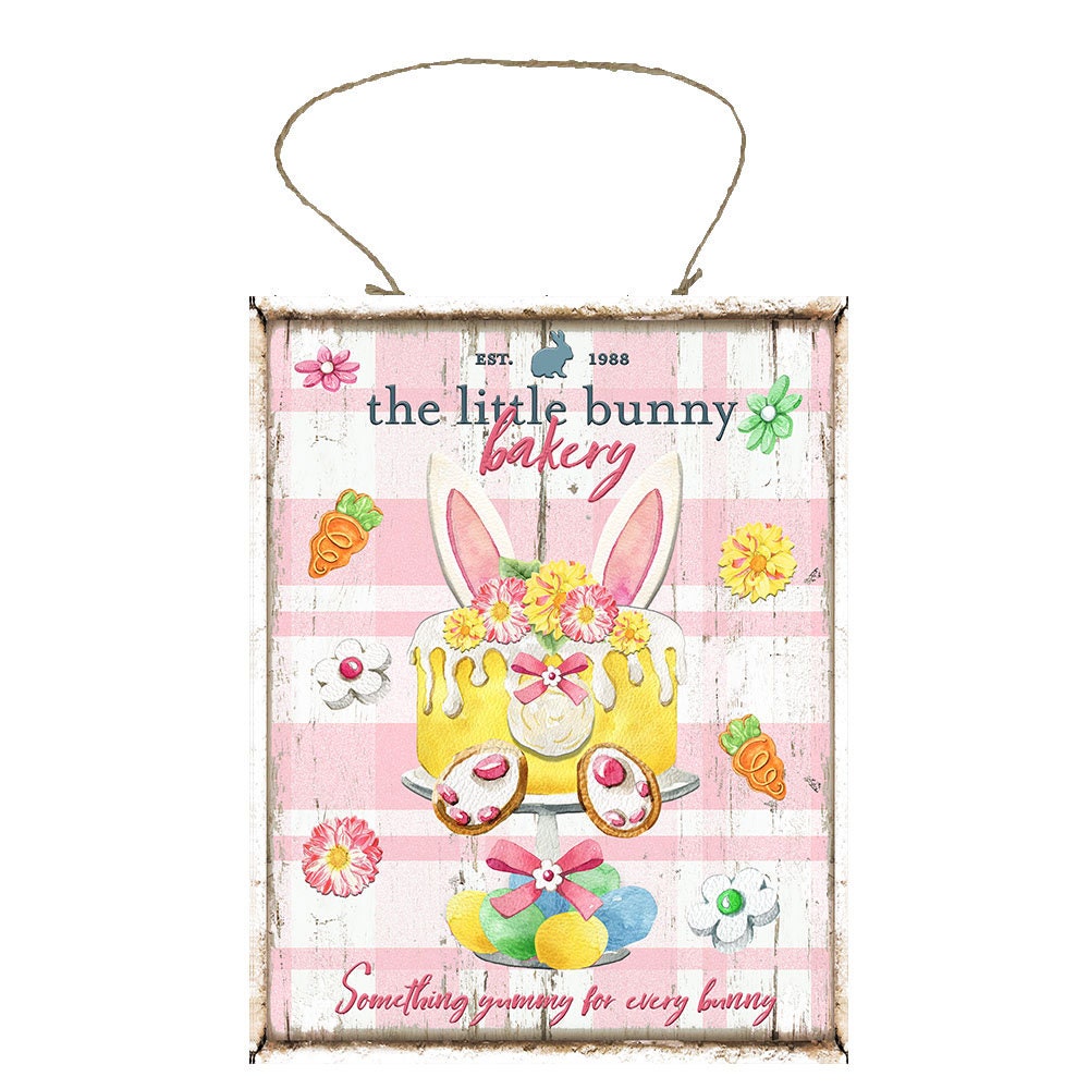 Bunny Bakery Easter Printed Handmade Wood Sign