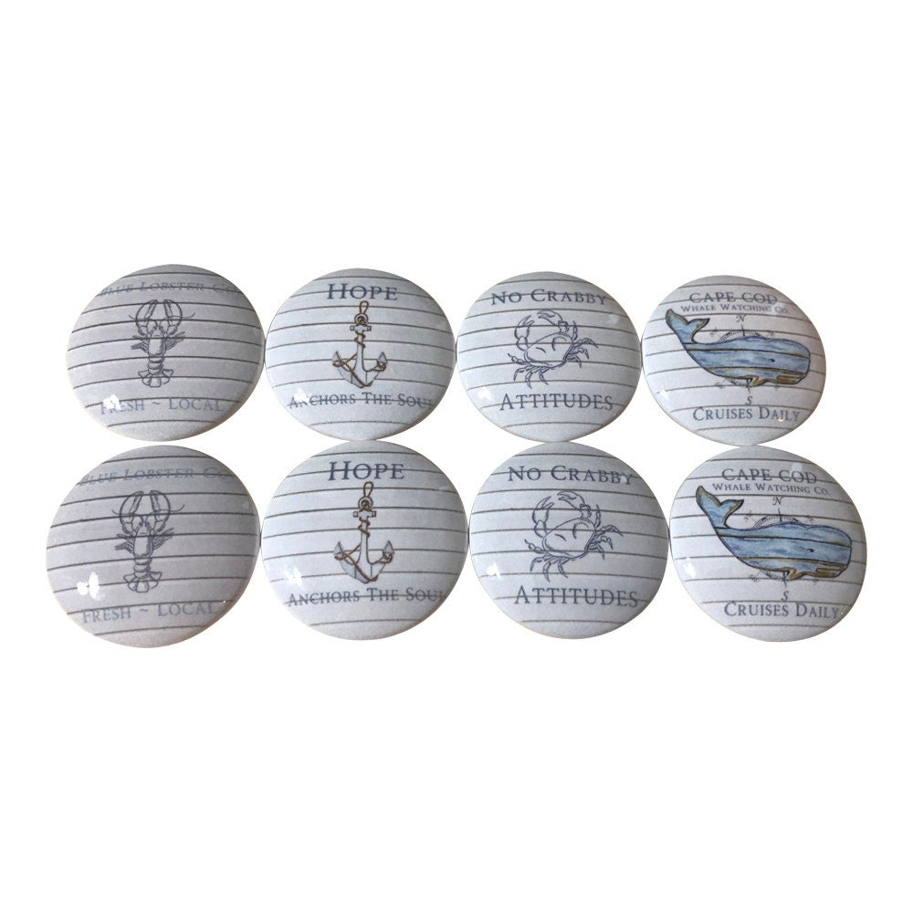 Set of 8 Cape Cod Beach Wood Cabinet Knobs