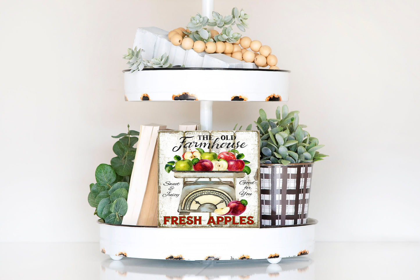 Farmhouse Apples Printed Handmade Wood  Mini Sign