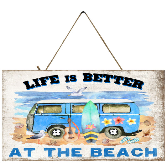 Life is Better at the Beach Surfer Van Handmade Wood Sign