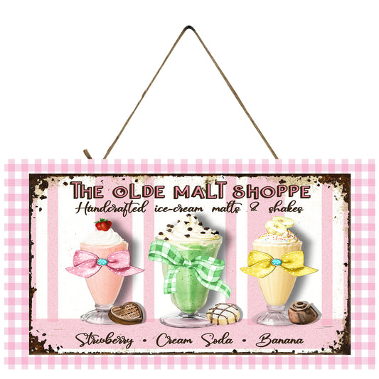 The Olde Malt Shoppe Handmade Wood Sign