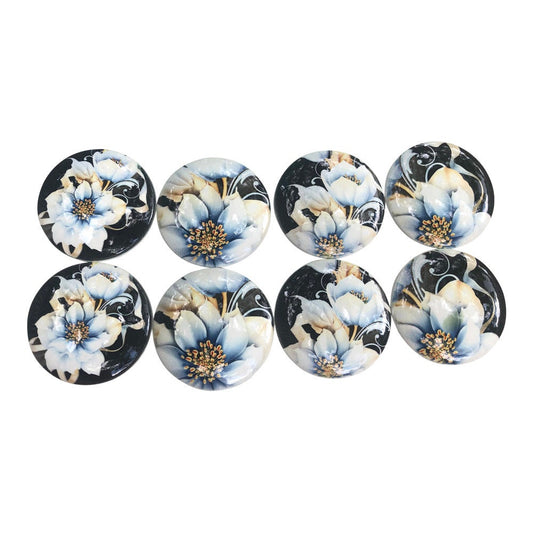 Set of 8 Floral Garden Wood Cabinet Knobs