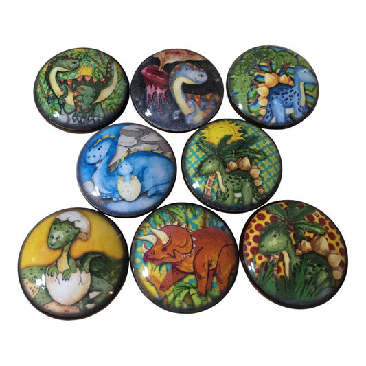 Set of 8 Dinosaur Days Wood Cabinet Knobs