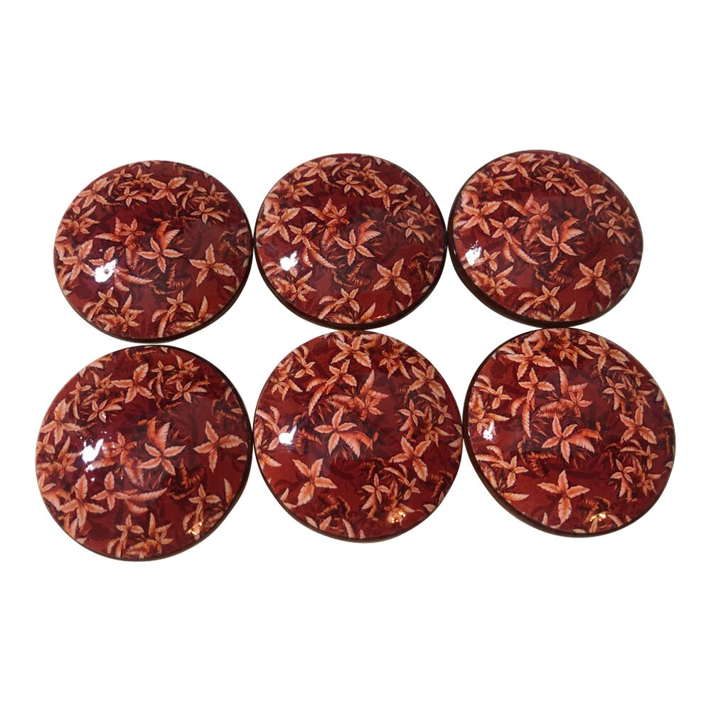 Set of 6 Desert Palms  Wood Cabinet Knobs