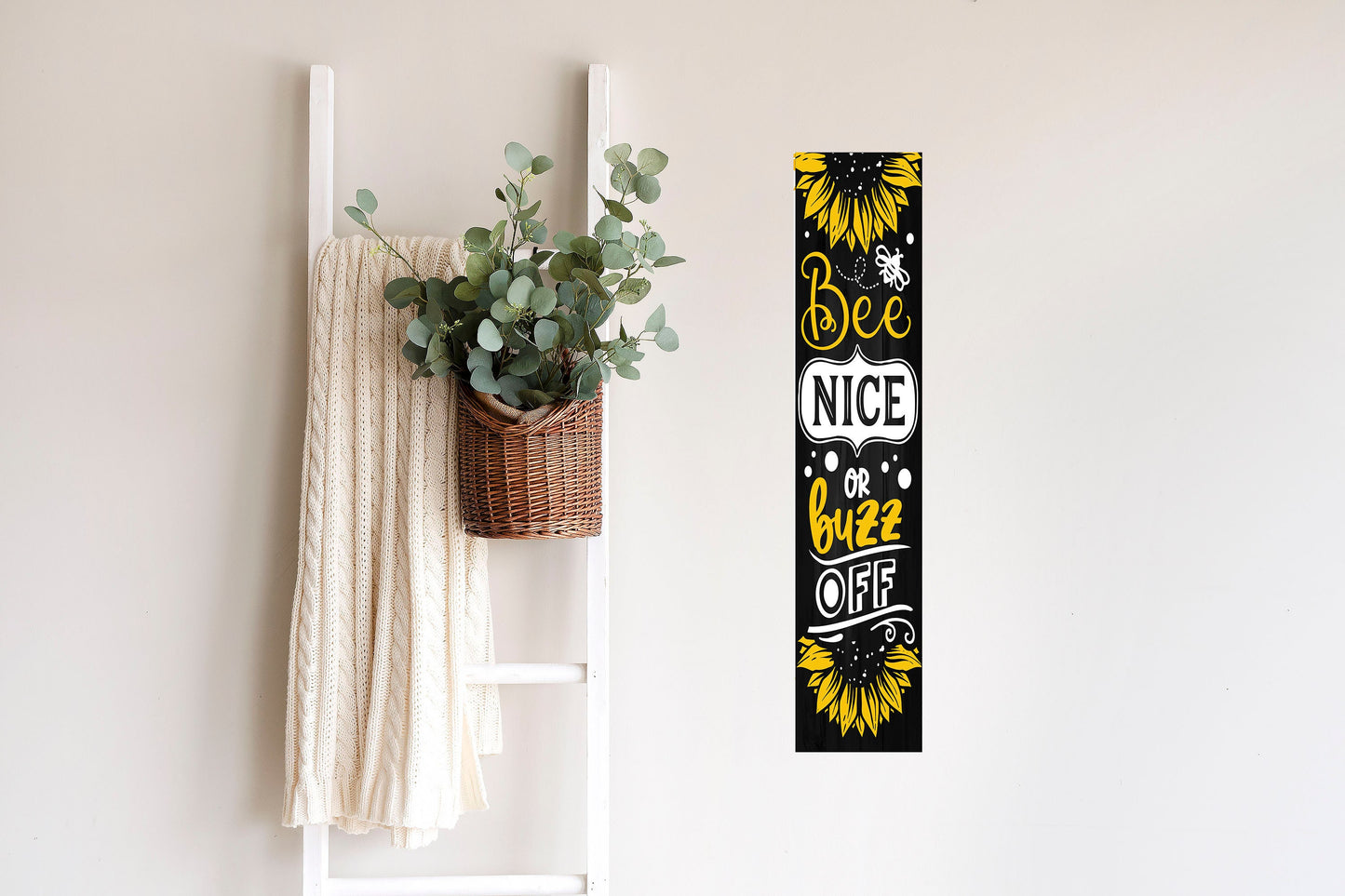 24 Inch (2 Foot Tall) Bee Nice Vertical Wood Print Sign