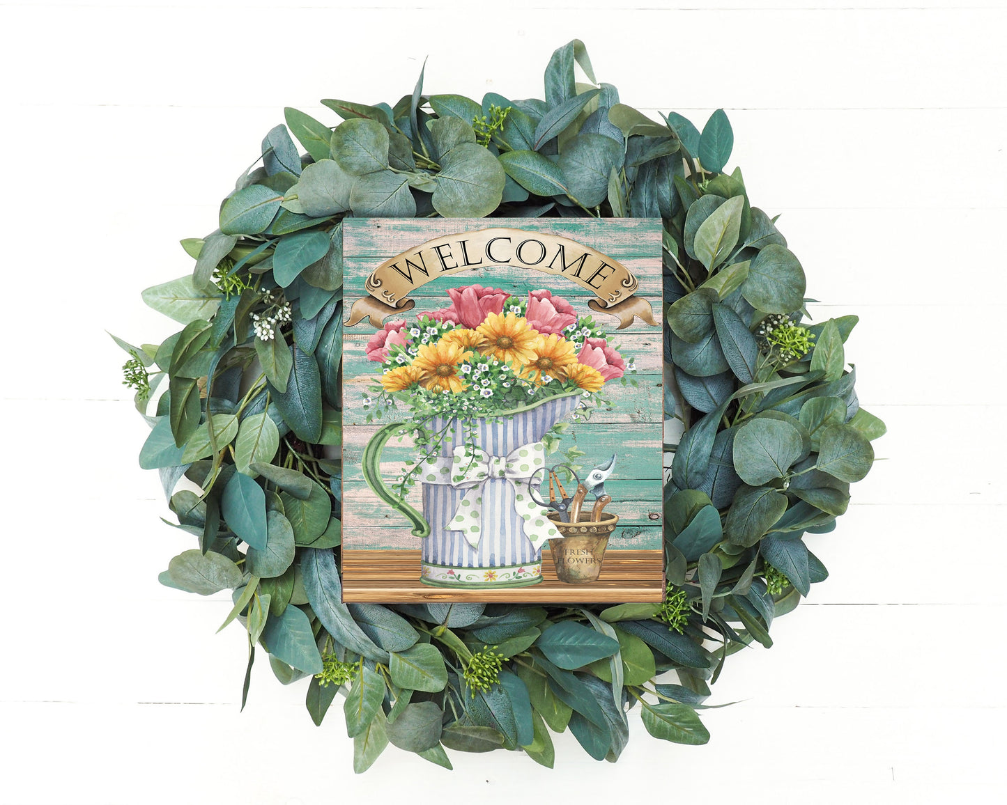 Welcome Spring Flowers Printed Handmade Wood Sign