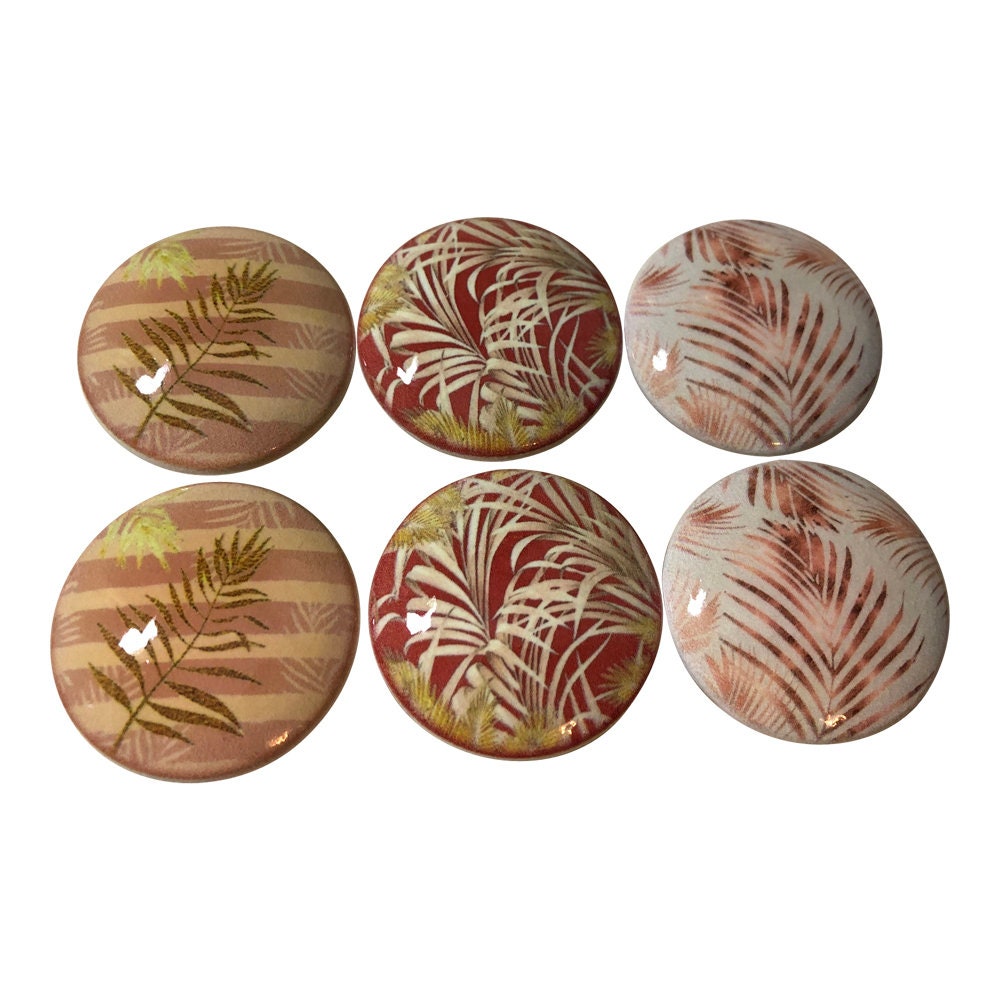 Set of 6 Summer Palms Wood Cabinet Knobs