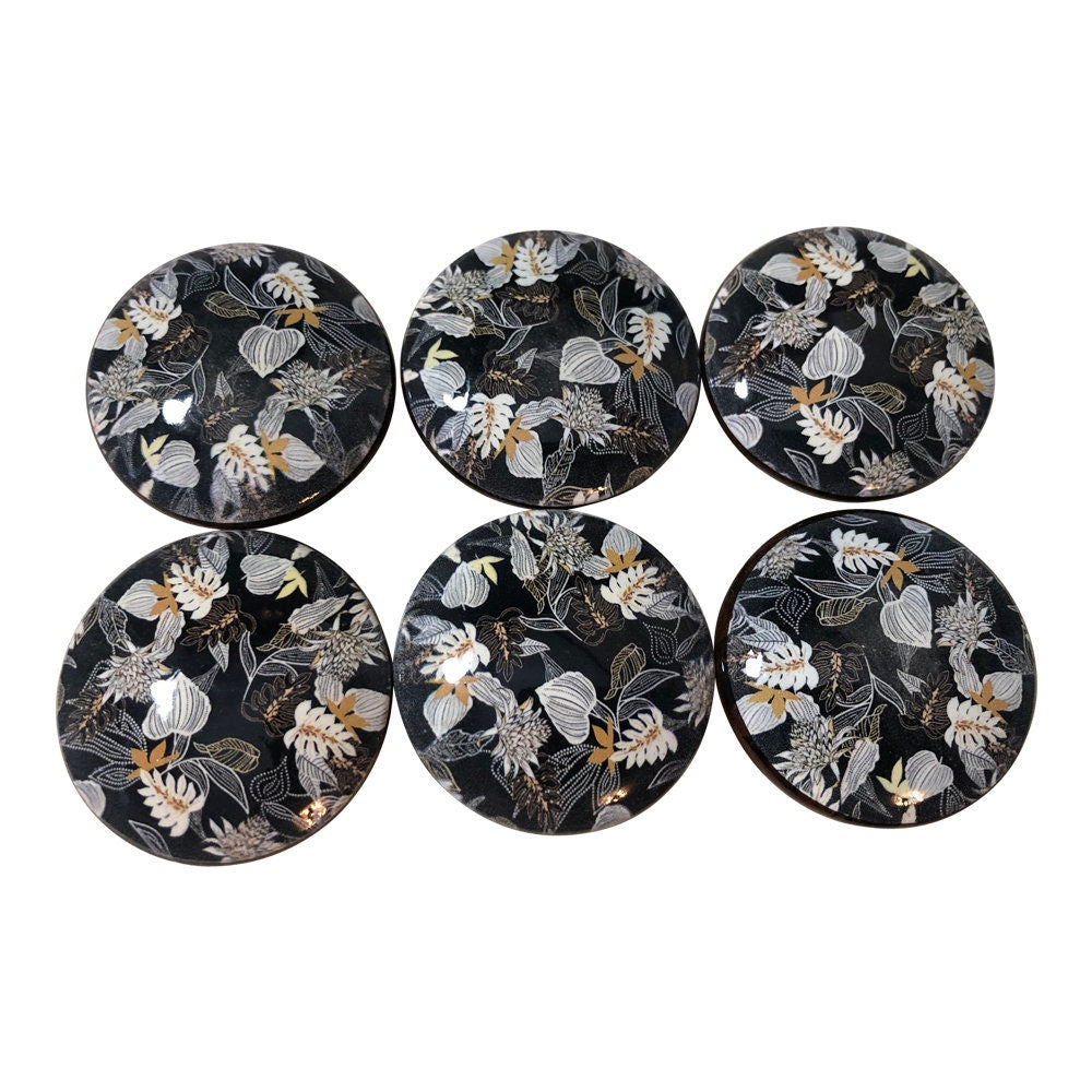 Set of 6 Lost Foliage Wood Cabinet Knobs