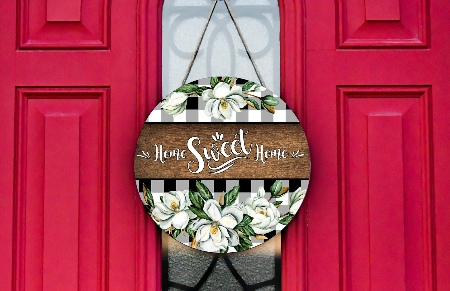 Magnolia Home Sweet Home Round Printed Handmade Wood Sign