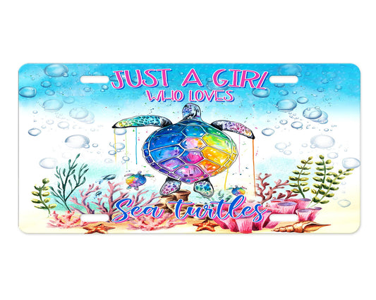 Just a Girl Who Loves Sea Turtles Aluminum Front License Plate