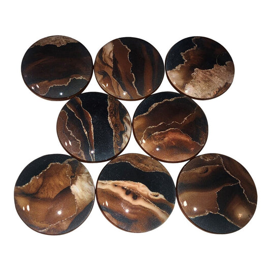 Set of 8 Desert Agate Print Print Wood Cabinet Knobs