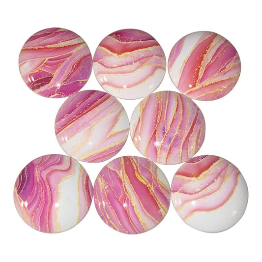 Set of 8 Pink Strata  Print Wood Cabinet Knobs