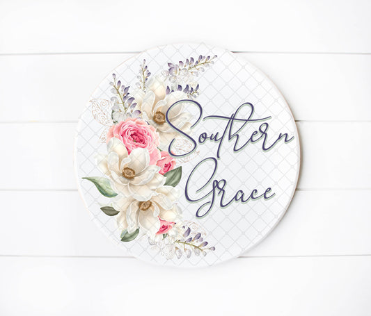 Southern Grace Round Printed Handmade Wood Sign
