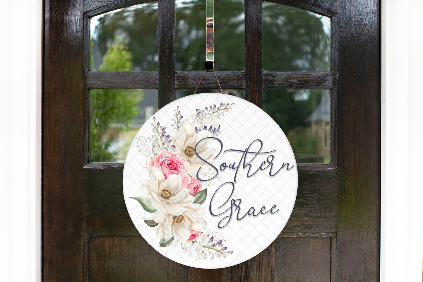 Southern Grace Round Printed Handmade Wood Sign