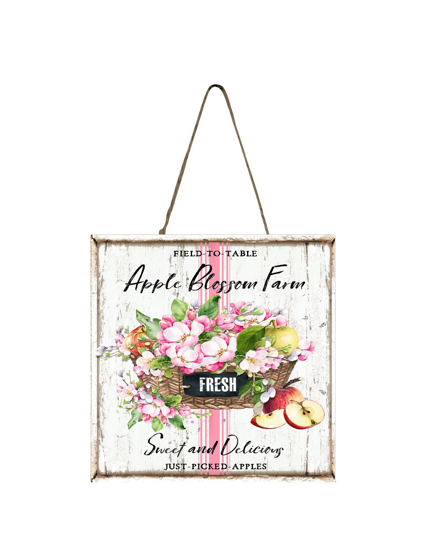 Apple Blossom Farm Printed Handmade Wood  Mini Sign