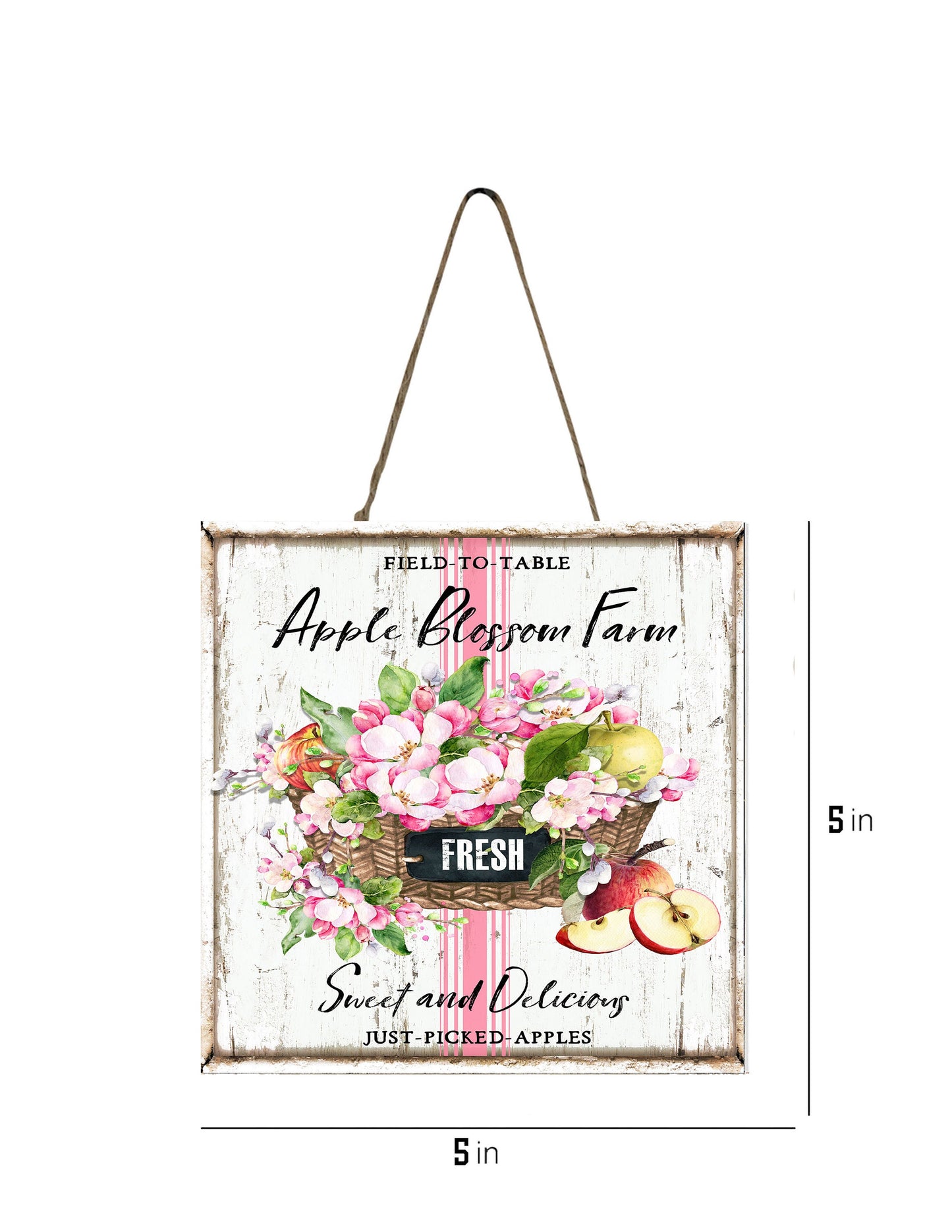 Apple Blossom Farm Printed Handmade Wood  Mini Sign