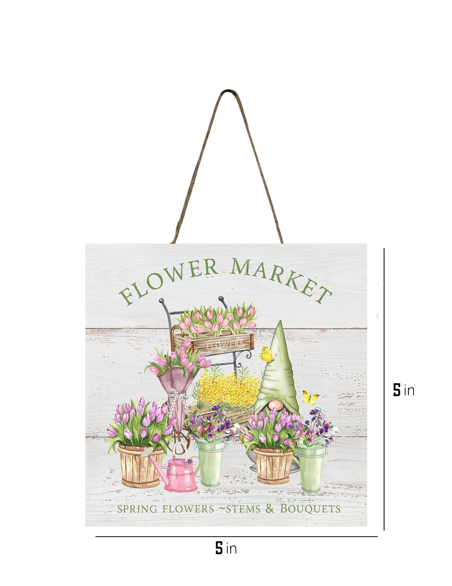 Flower Market Spring Flowers Printed Handmade Wood  Mini Sign