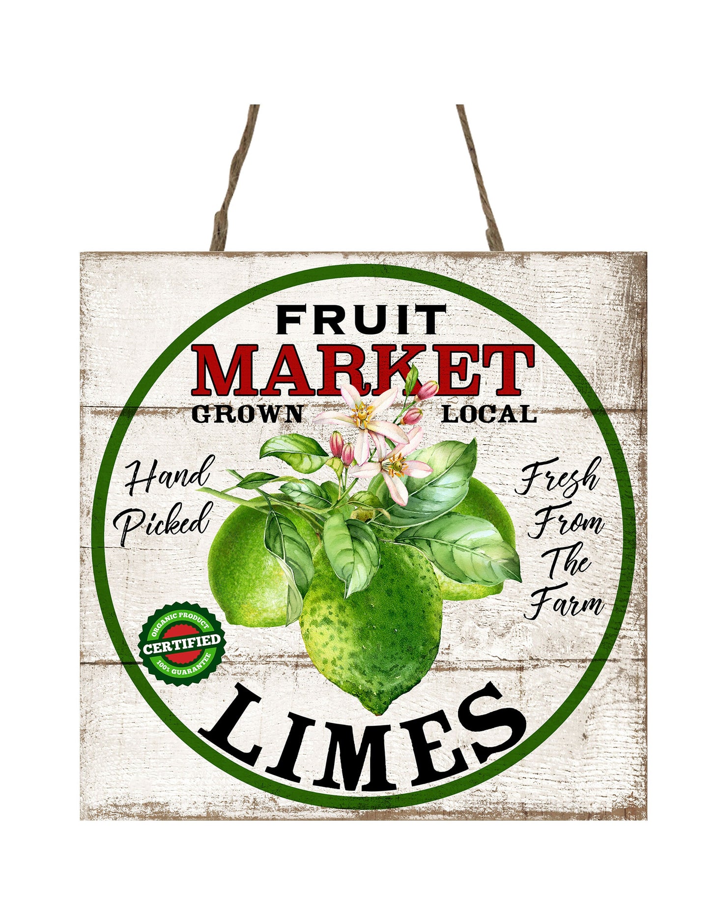 Fruit Market Limes Farmhouse Kitchen Printed Handmade Wood  Mini Sign