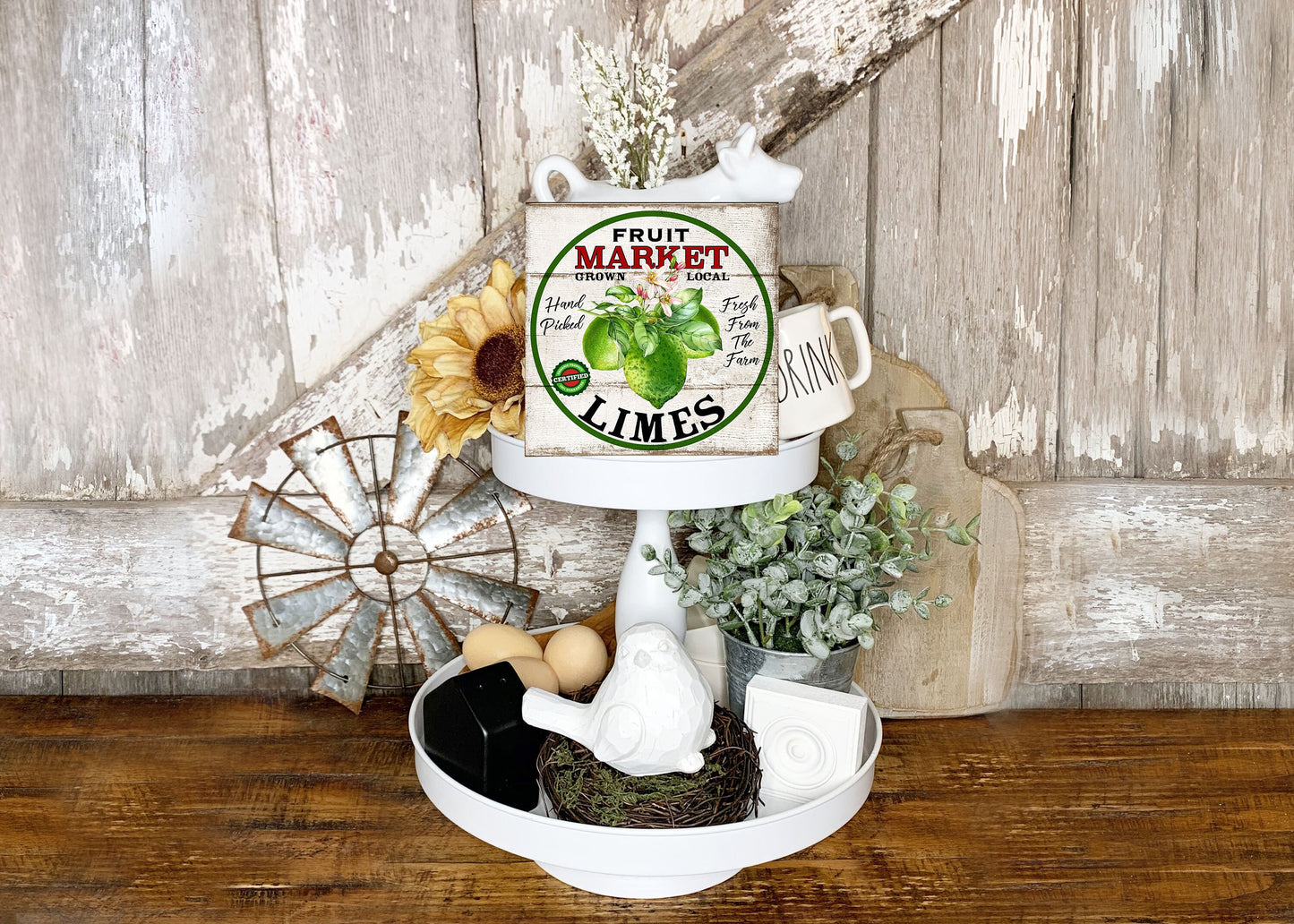 Fruit Market Limes Farmhouse Kitchen Printed Handmade Wood  Mini Sign