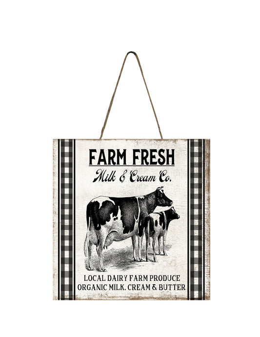 Farm Fresh Milk and Cream Printed Handmade Wood  Mini Sign
