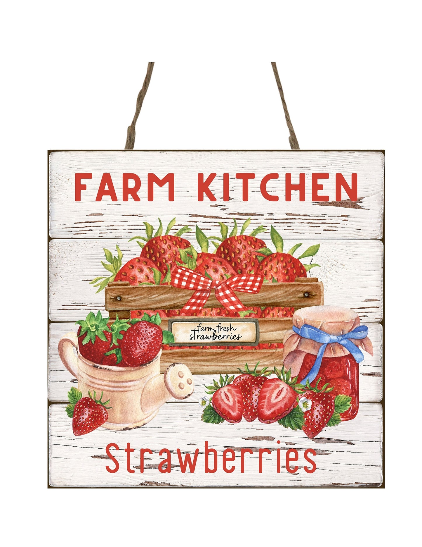 Farm Kitchen Strawberries Printed Handmade Wood  Mini Sign