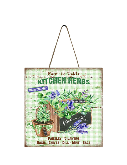 Farm to Table Kitchen Herbs Printed Handmade Wood  Mini Sign