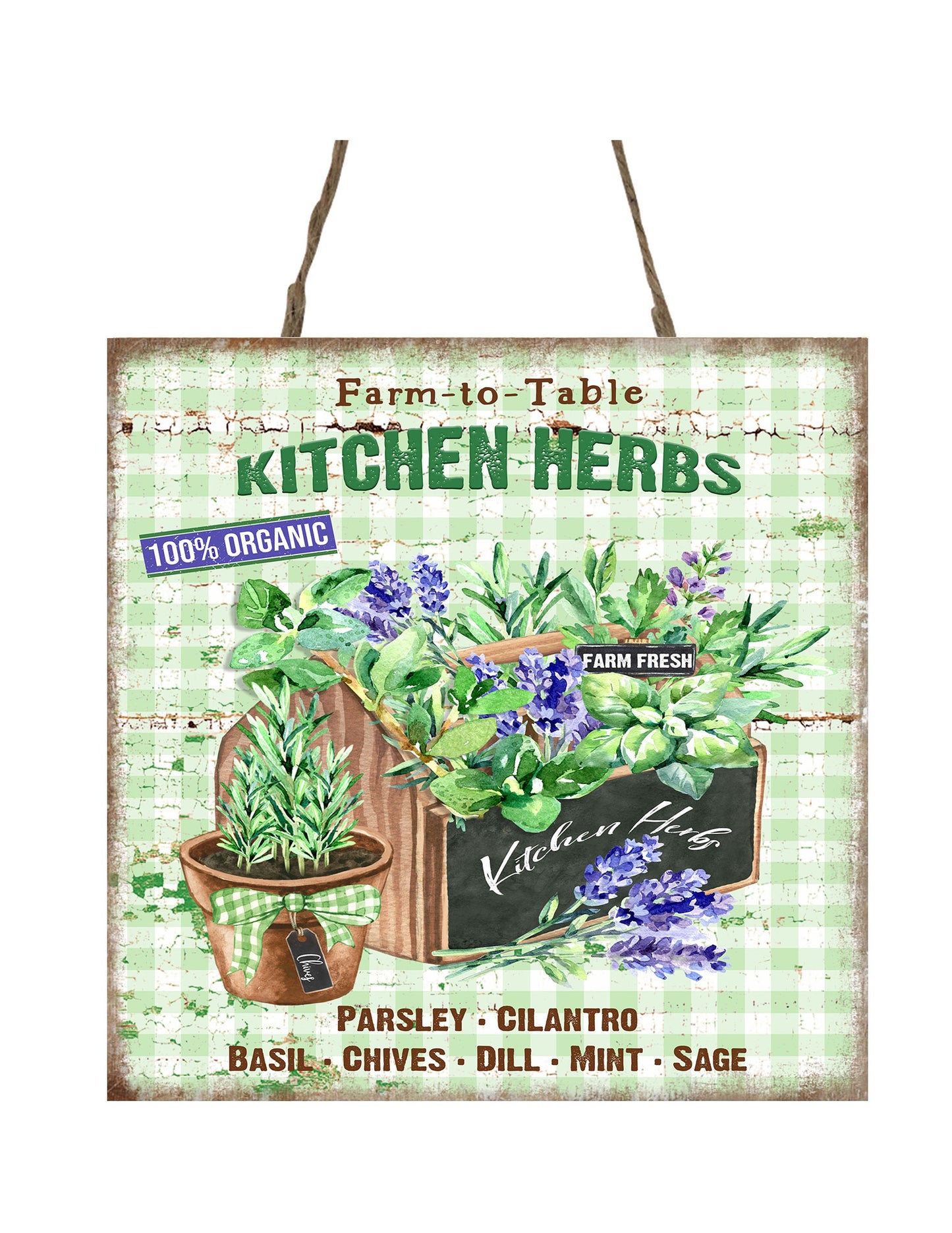 Farm to Table Kitchen Herbs Printed Handmade Wood  Mini Sign