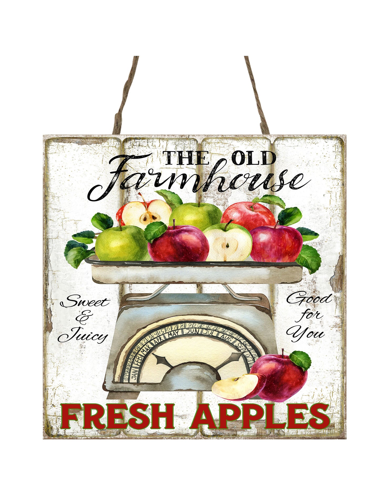 Farmhouse Apples Printed Handmade Wood  Mini Sign