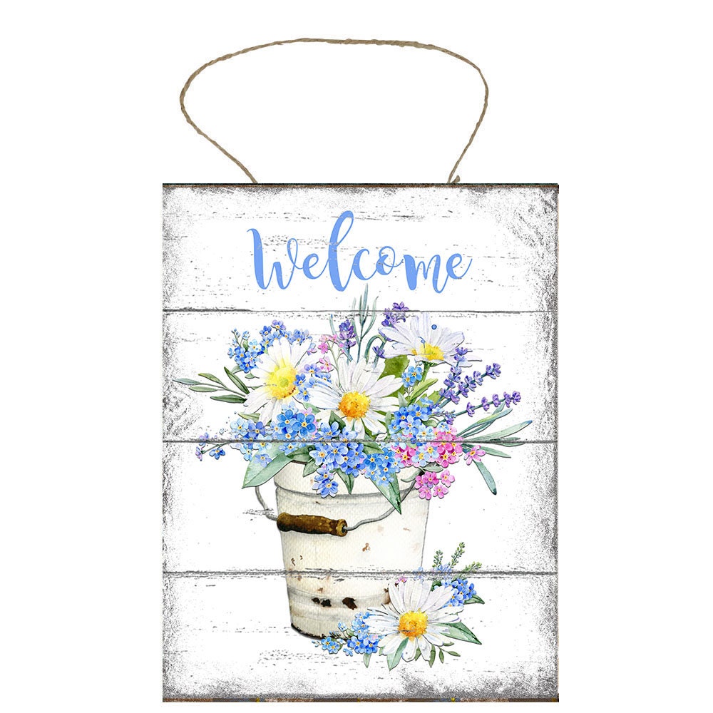 Welcome Daisy Wildflowers Printed Handmade Wood Sign