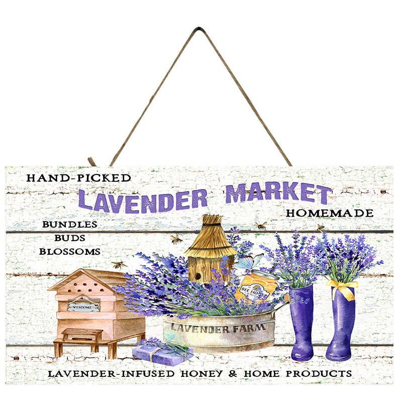 Lavender Market Handmade Wood Sign