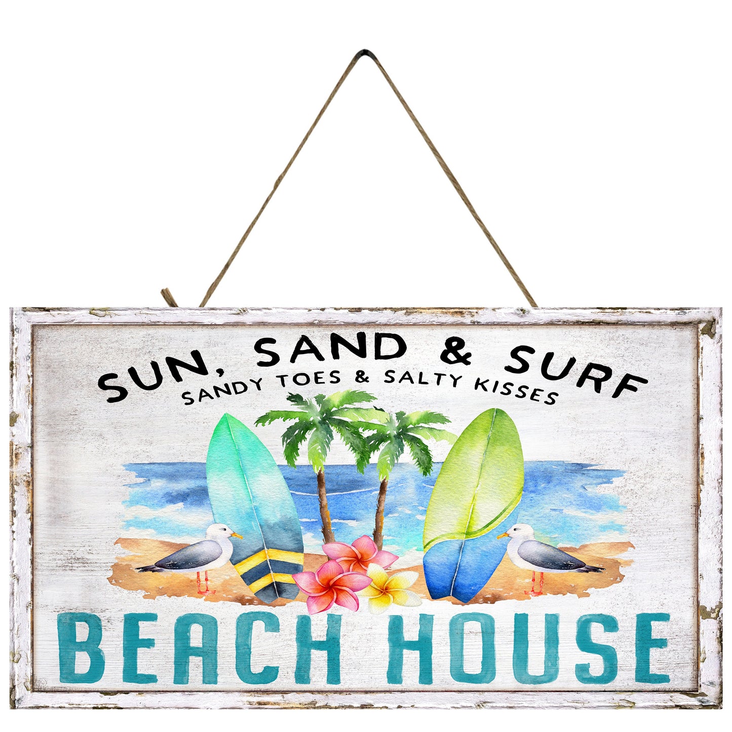 Signo de madera hecho a mano de Sun and Sand Beach House