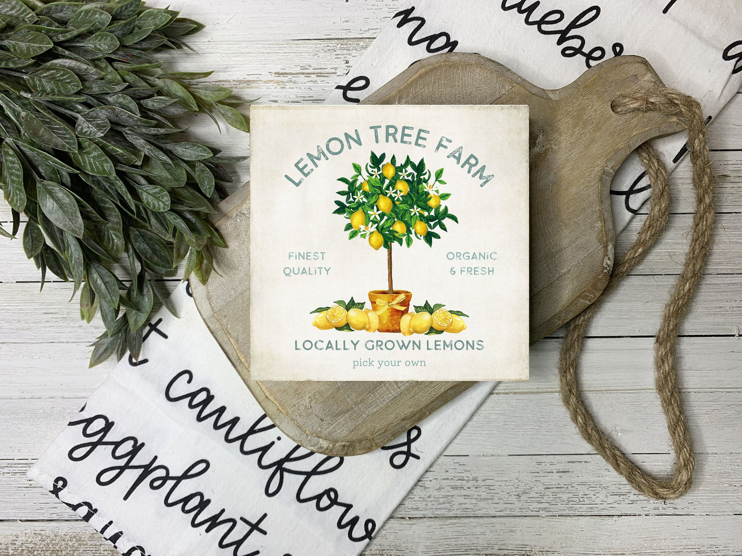 Lemon Tree Farm Printed Handmade Wood  Mini Sign