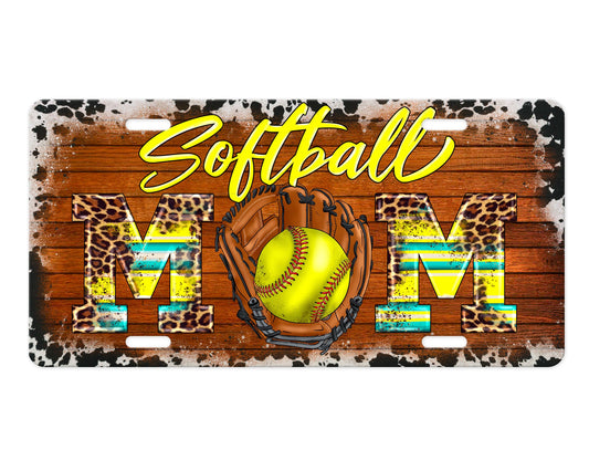 Softball Mom Aluminum Front License Plate