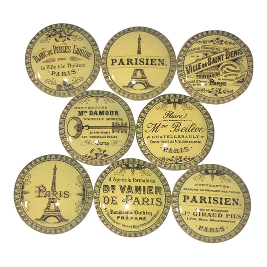 Set of 8 Paris Address Label Wood Cabinet Knobs