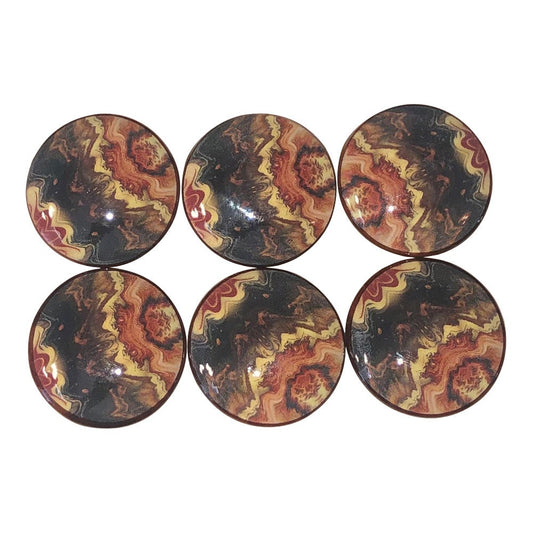 Set of 6 Striations Print Wood Cabinet Knobs