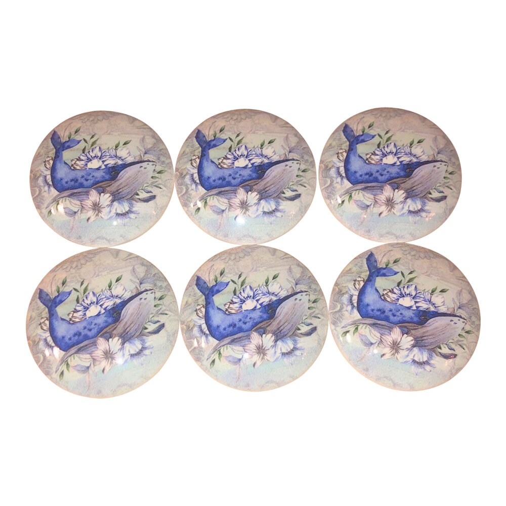 Set of 6 Whale Song Nautical Wood Cabinet Knobs