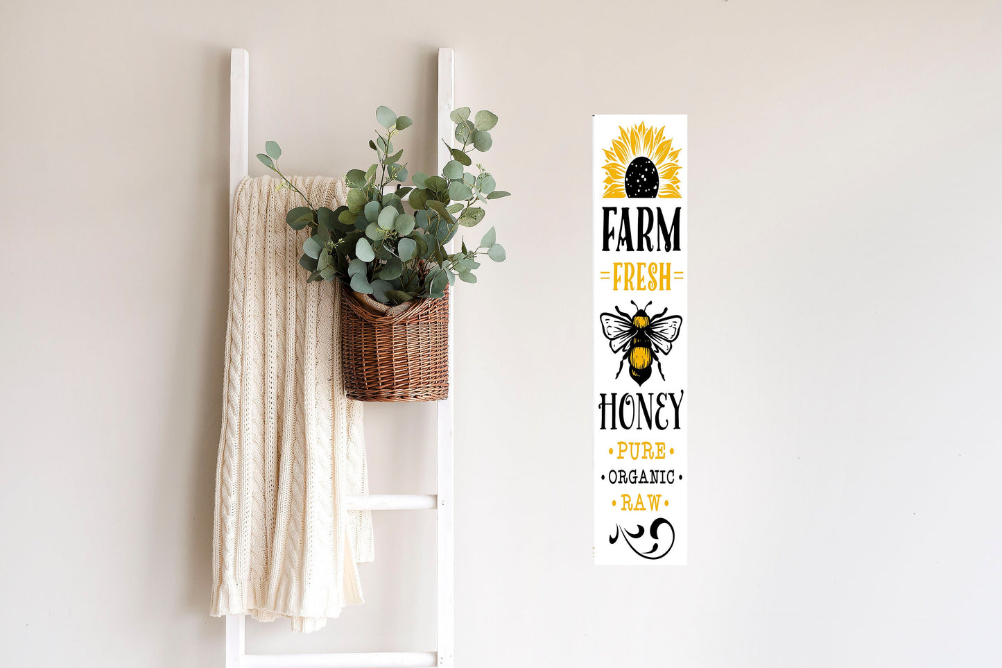 24 Inch (2 Foot Tall) Farm Fresh Honey Vertical Wood Print Sign