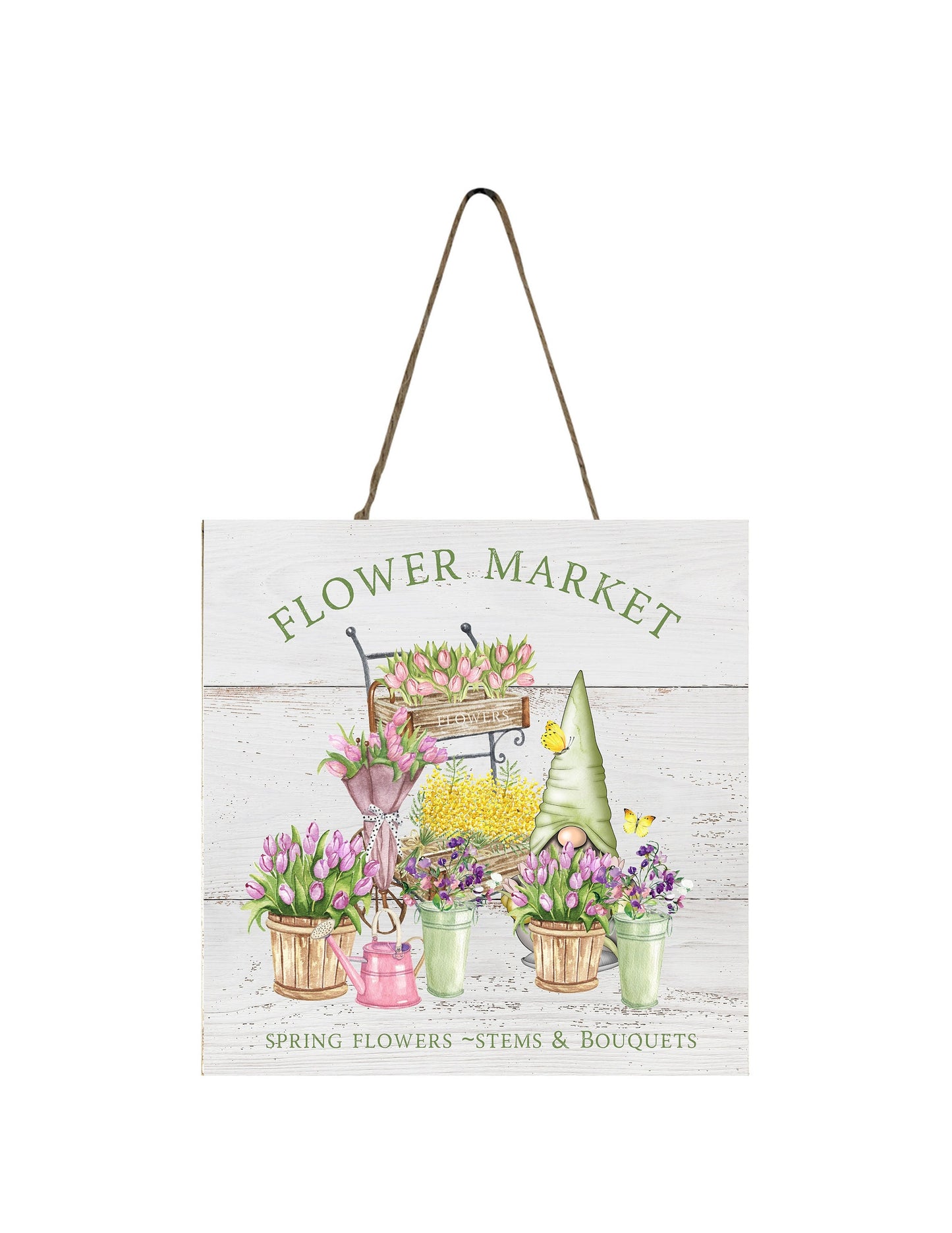 Flower Market Spring Flowers Printed Handmade Wood  Mini Sign