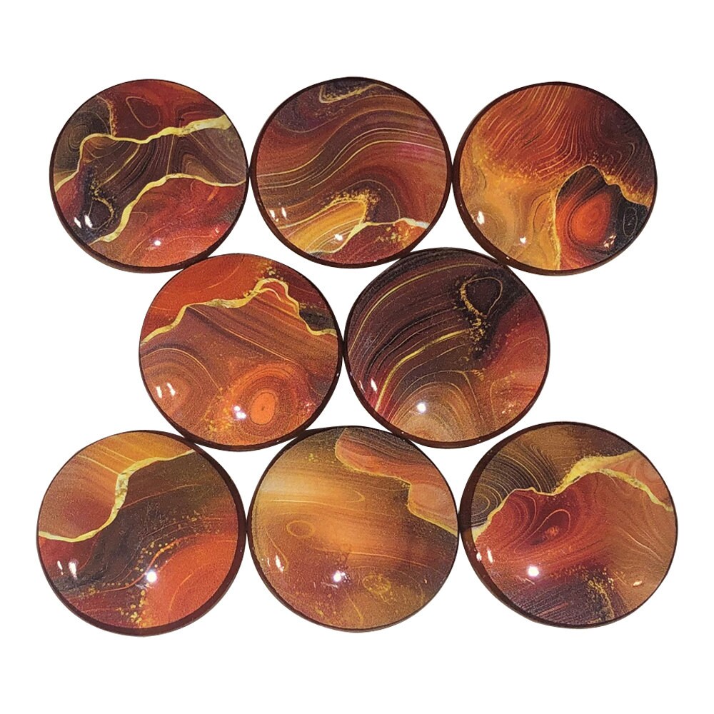 Set of 8 Earth Strata Print Wood Cabinet Knobs