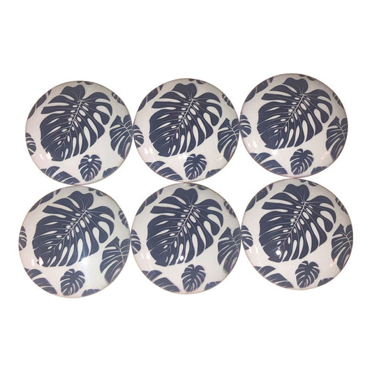 Cabinet Knobs, Drawer Knobs and Pulls, Set of 6 Navy Blue Monstera Leaves Wood Cabinet Knobs, Kitchen Cabinet Knobs,