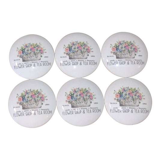 Set of 6 Flower Shop and Tea Room Wood Cabinet Knobs