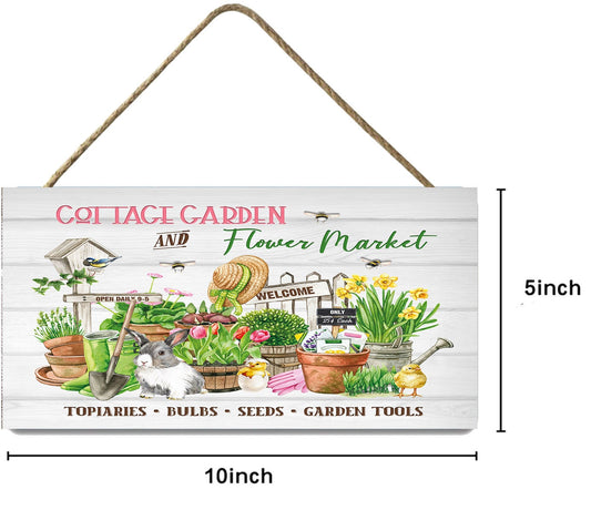 Cottage Garden Printed Handmade Wood Sign