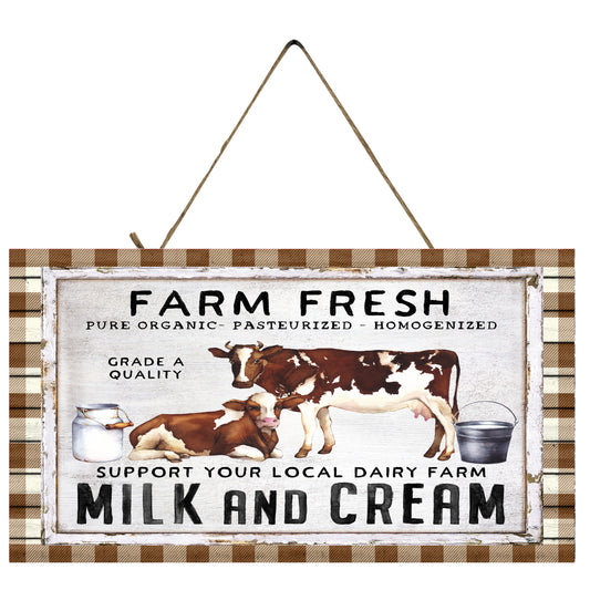 Farm Fresh Milk and Cream Handmade Wood Sign