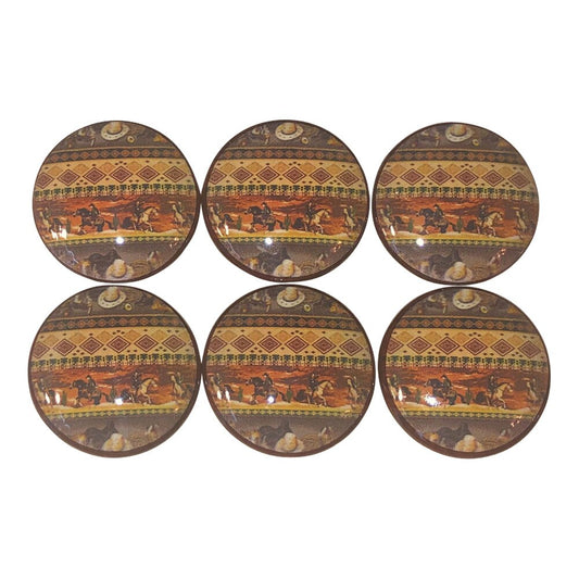 Set of 6 Western Trails Wood Cabinet Knobs