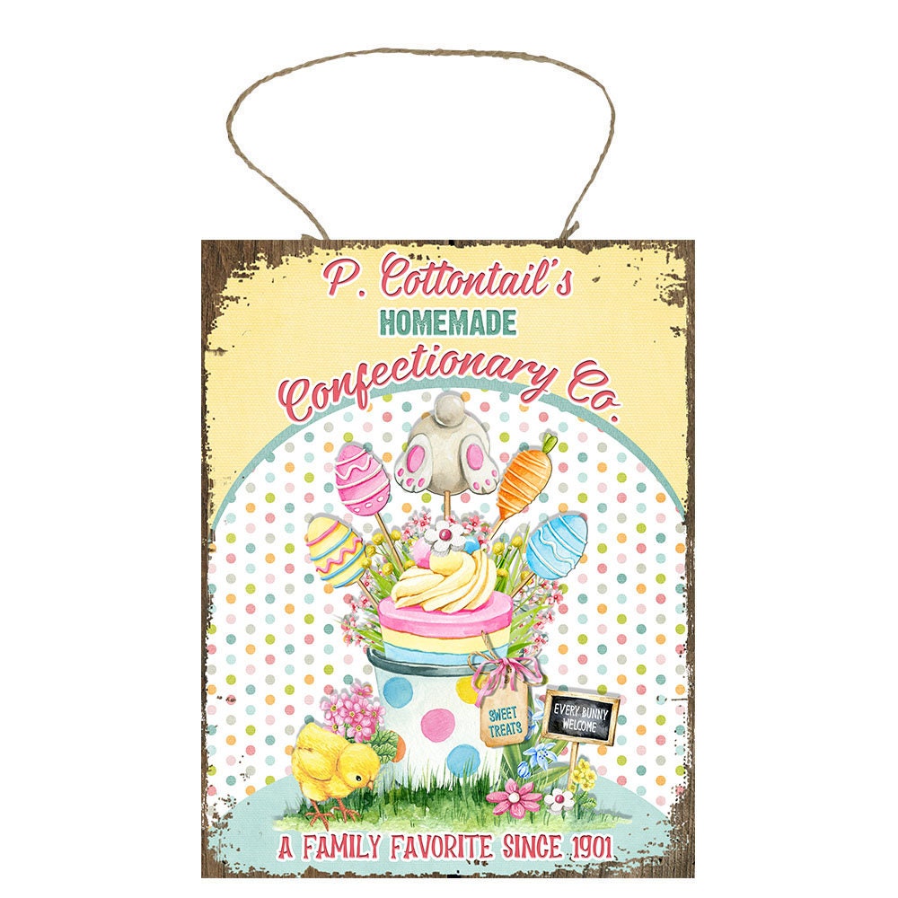 Cottontail Confectionary Easter Printed Handmade Wood Sign