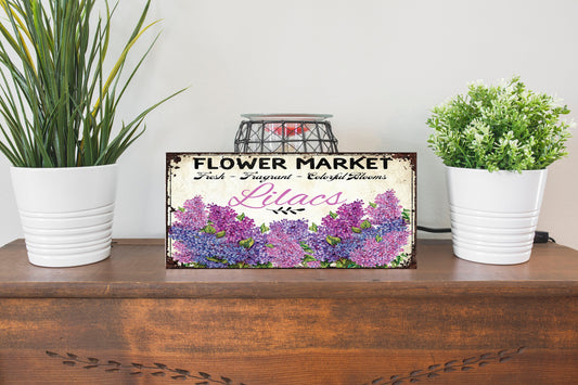 Flower Market Lilacs Handmade Wood Sign